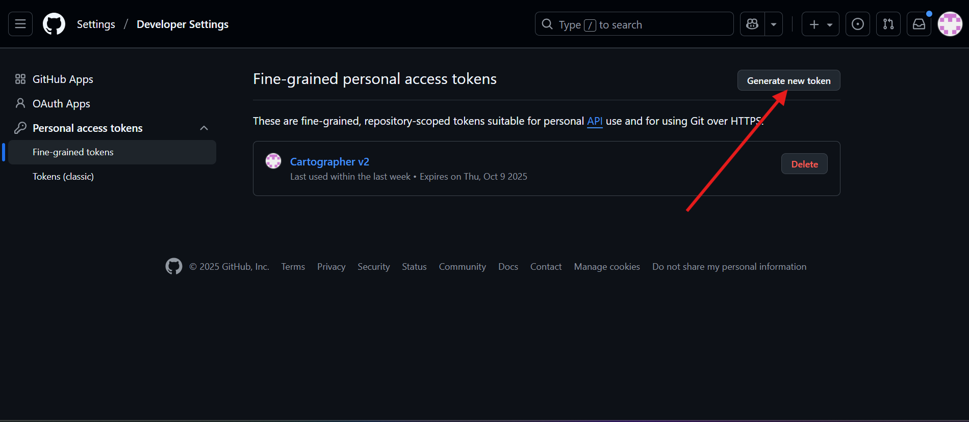 Add GitHub token